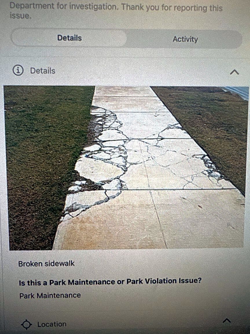 Image submitted with report